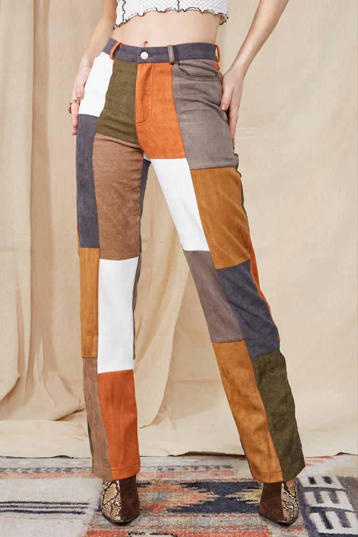 Jaded London Mixed Patchwork Cord Wide Leg Trousers