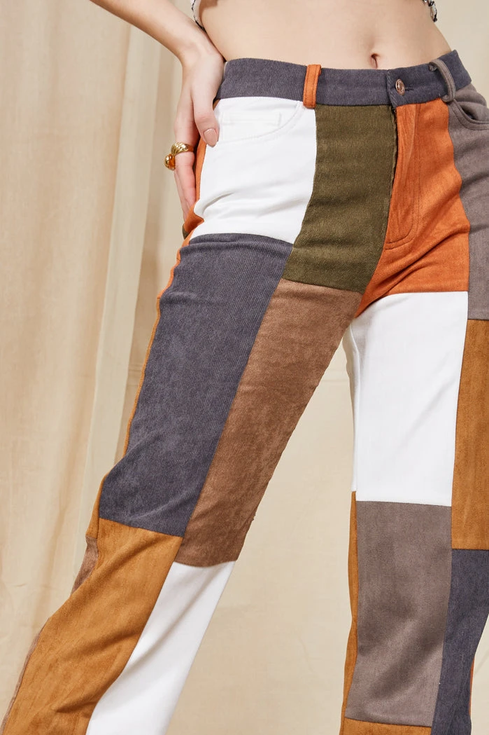 Jaded London Mixed Patchwork Cord Wide Leg Trousers - Image 2