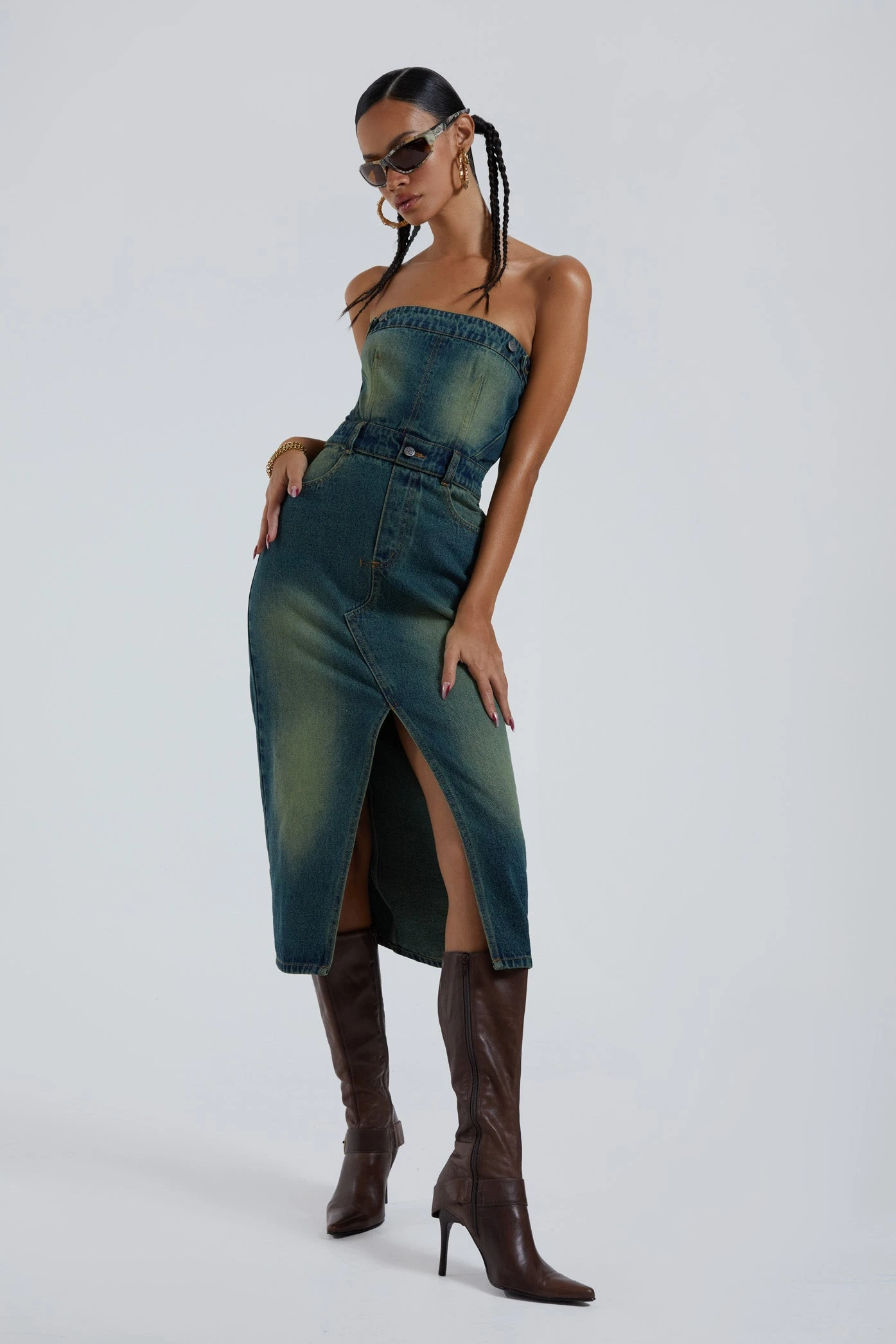 Jaded London Liberty 2 In 1 Detachable Denim In Blue