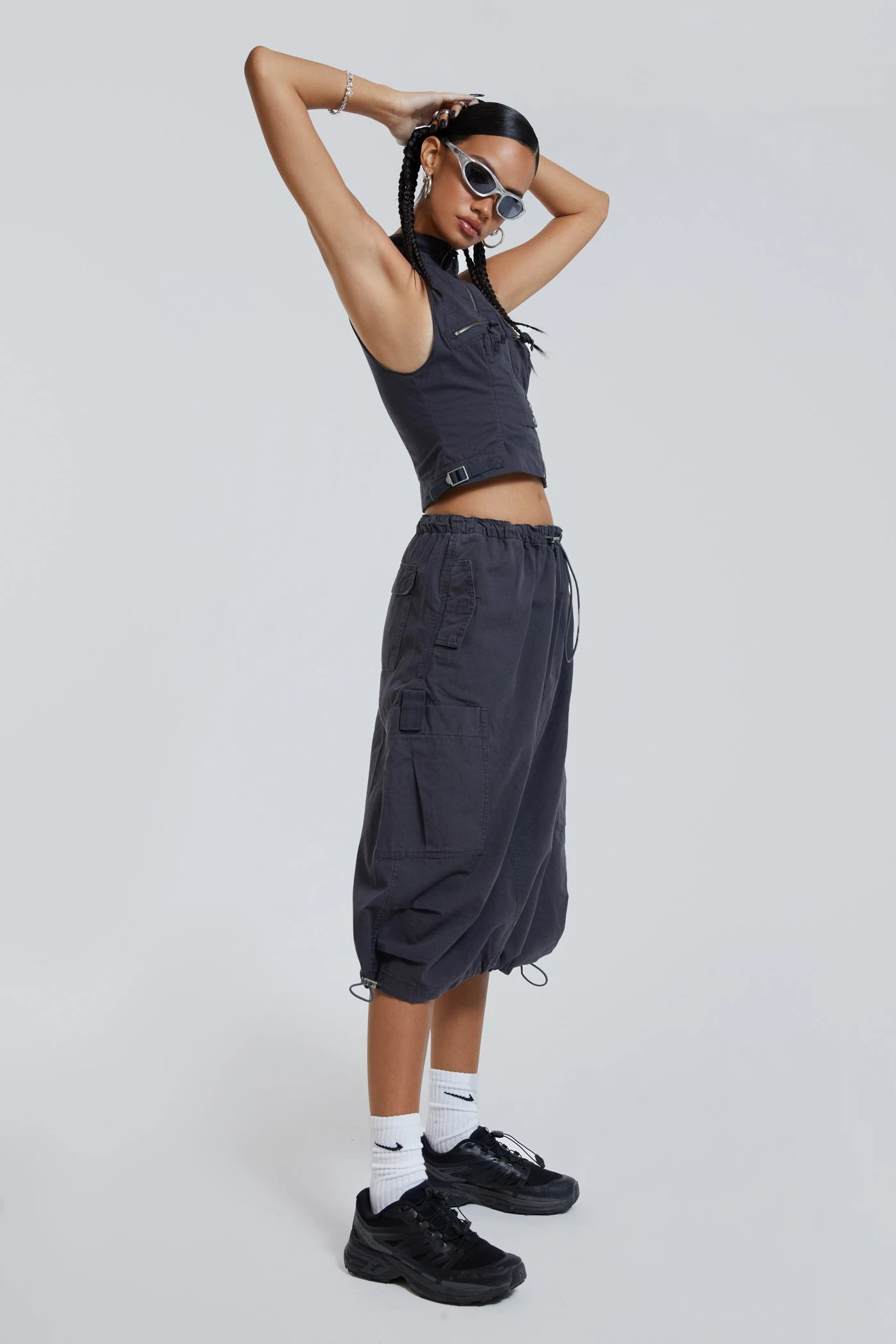 Jaded London Vintage Grey Midi Cargo Skirt - Image 5