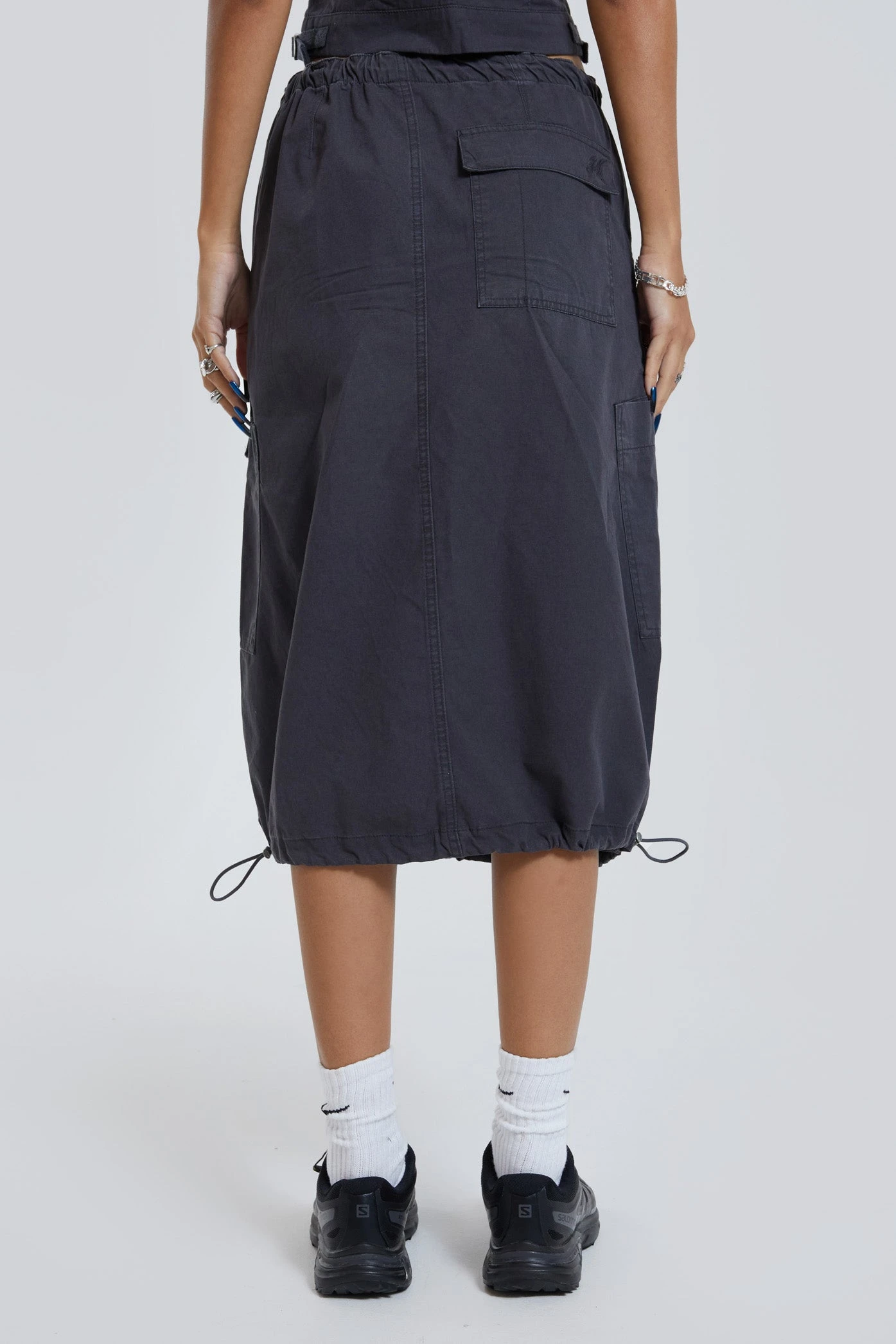 Jaded London Vintage Grey Midi Cargo Skirt - Image 4