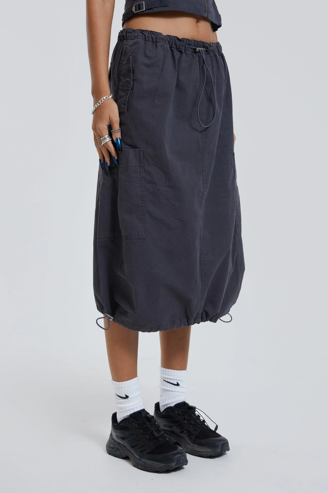 Jaded London Vintage Grey Midi Cargo Skirt - Image 2