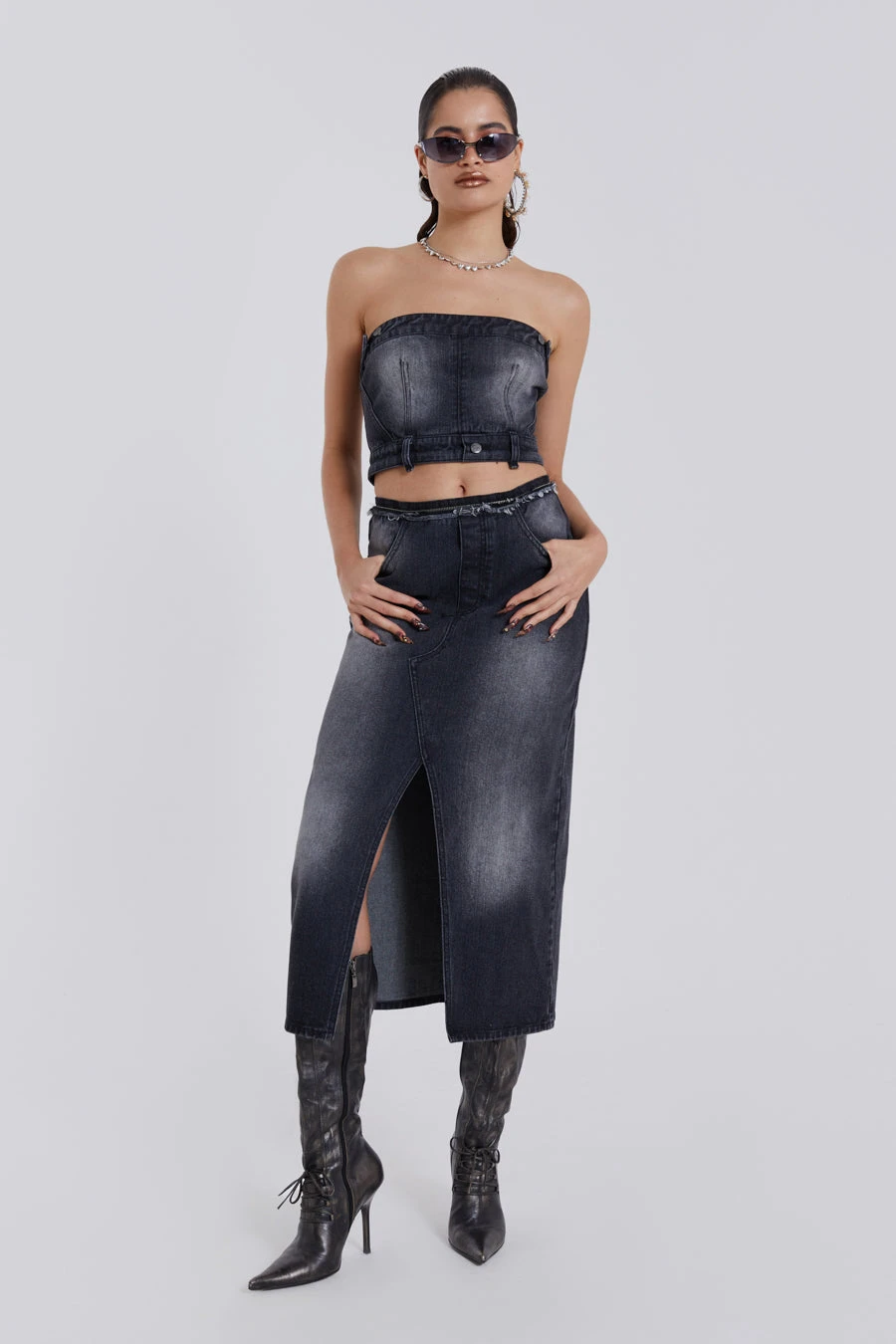 Jaded London Liberty 2 In 1 Detachable Denim In Black - Image 5