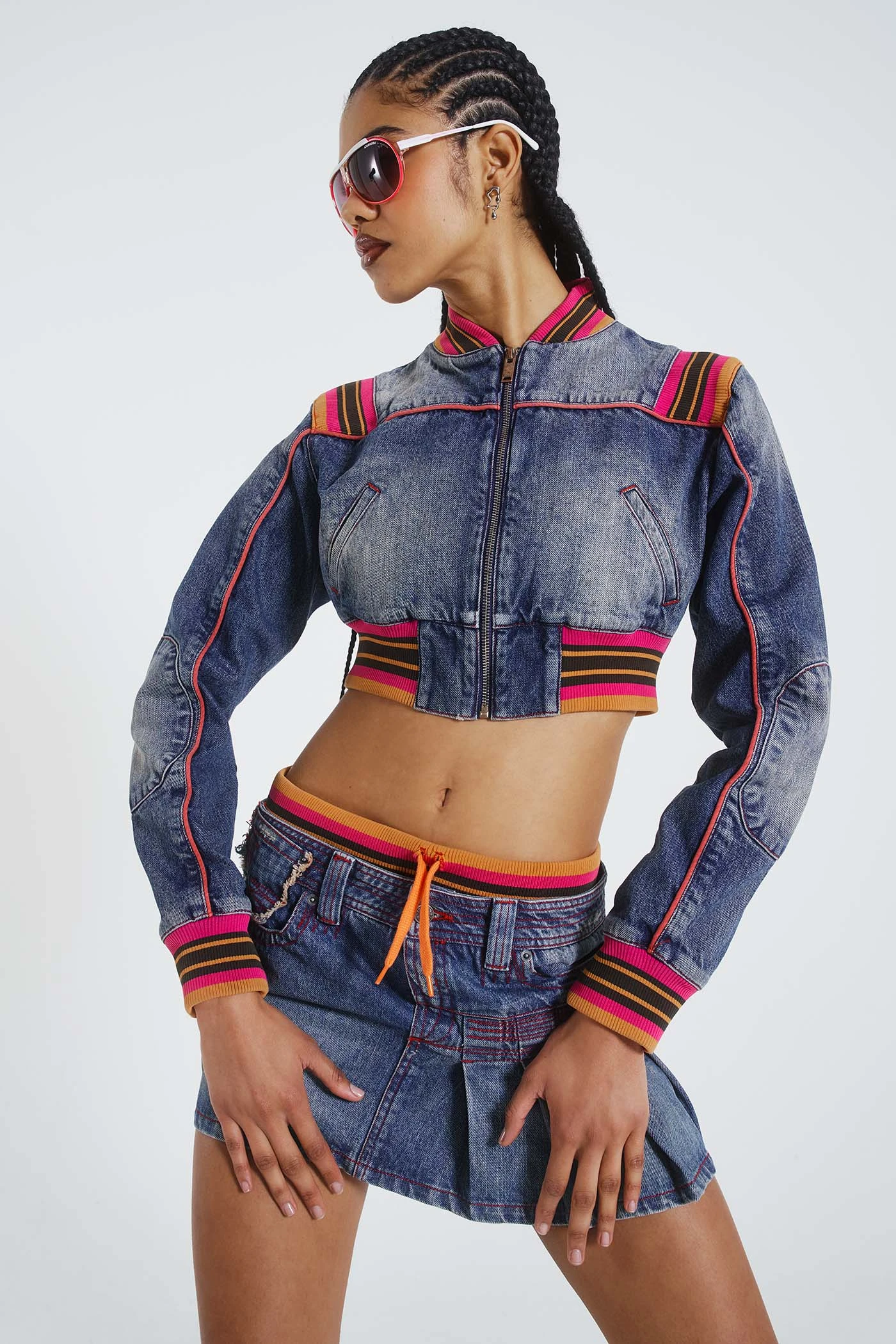 Jaded London Sherbet Cropped Denim Jacket - Image 2