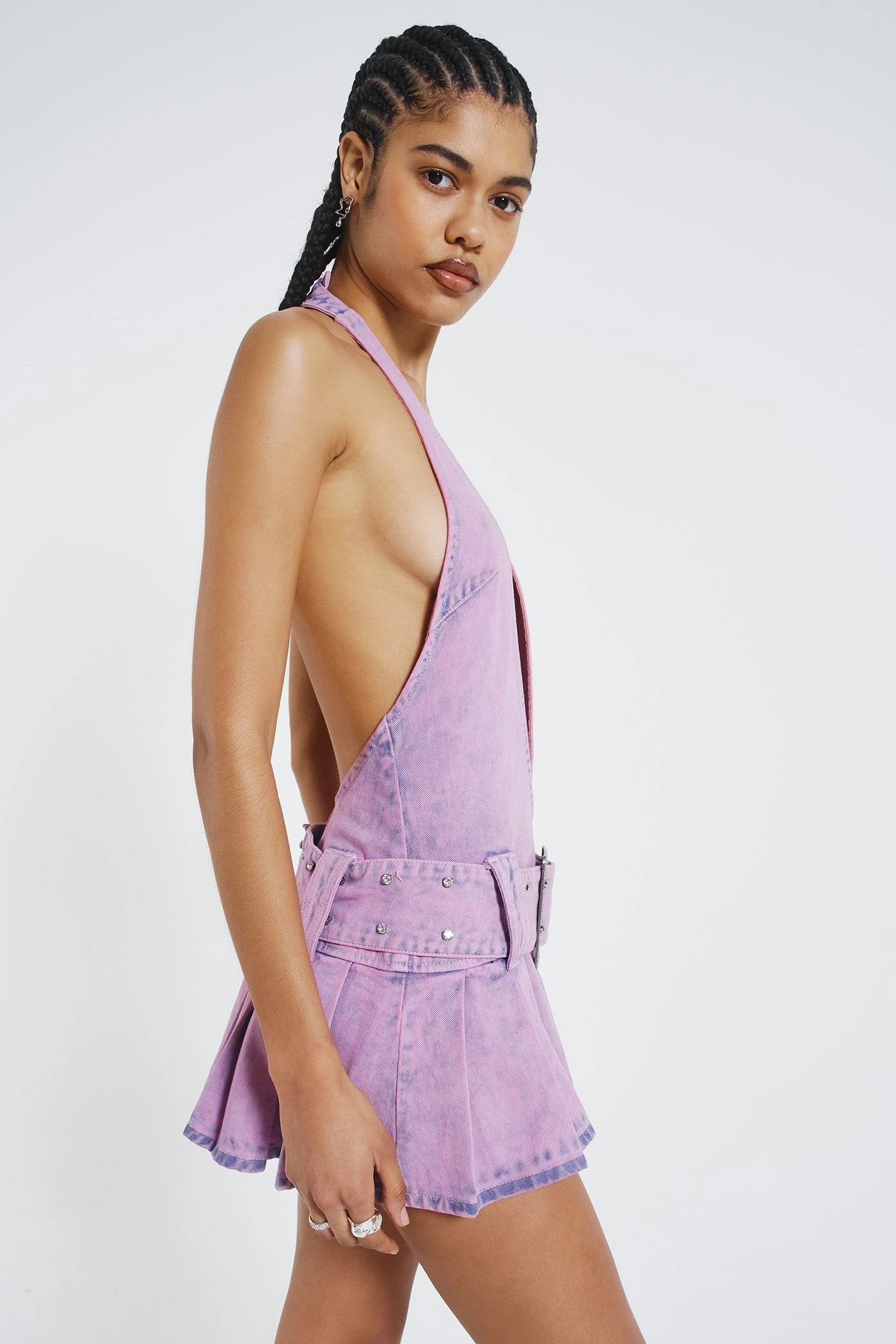 Jaded London Malibu Plunge Denim Mini Dress - Image 8