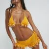 Canary Knit Micro Bikini Top With Beaded Trim