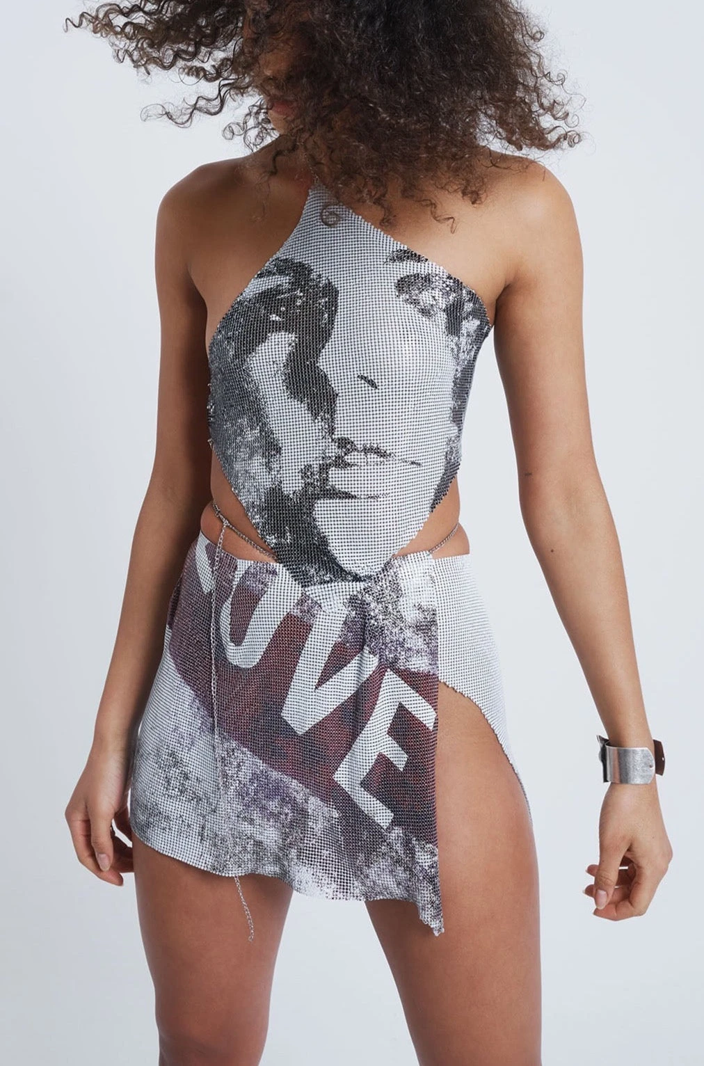 Jaded London Printed Chain Mail Draped Top - Image 8