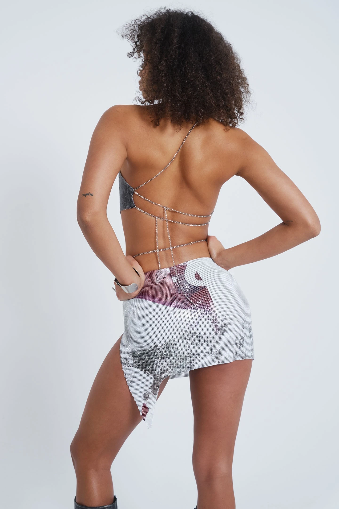 Jaded London Printed Chain Mail Draped Top - Image 2