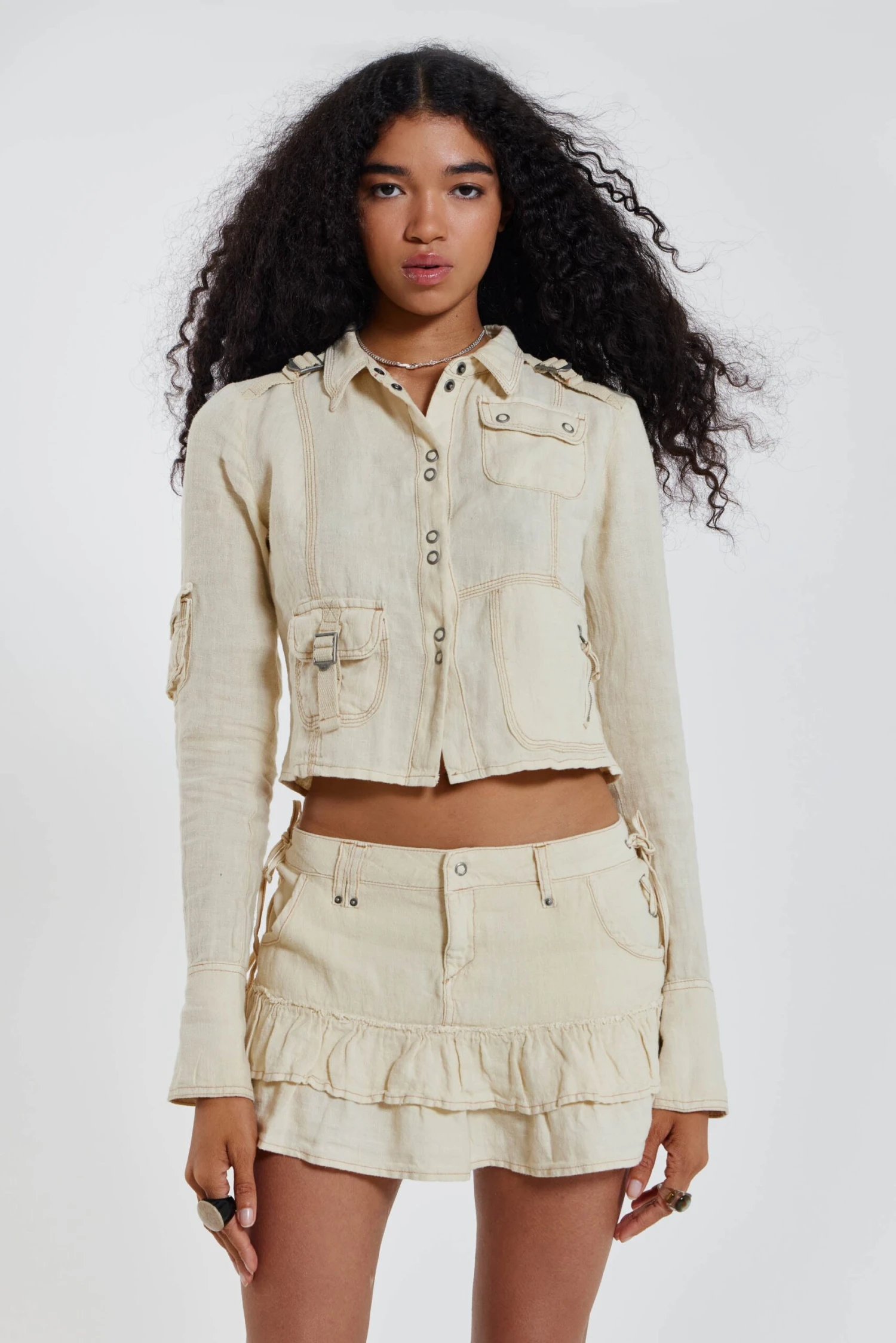 Jaded London Santal Linen Cargo Shirt - Image 7