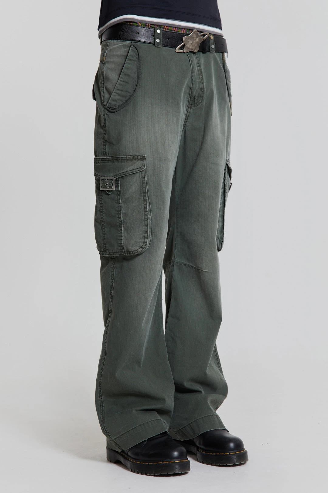 Khaki Straight Leg Cargo Trousers - Image 2