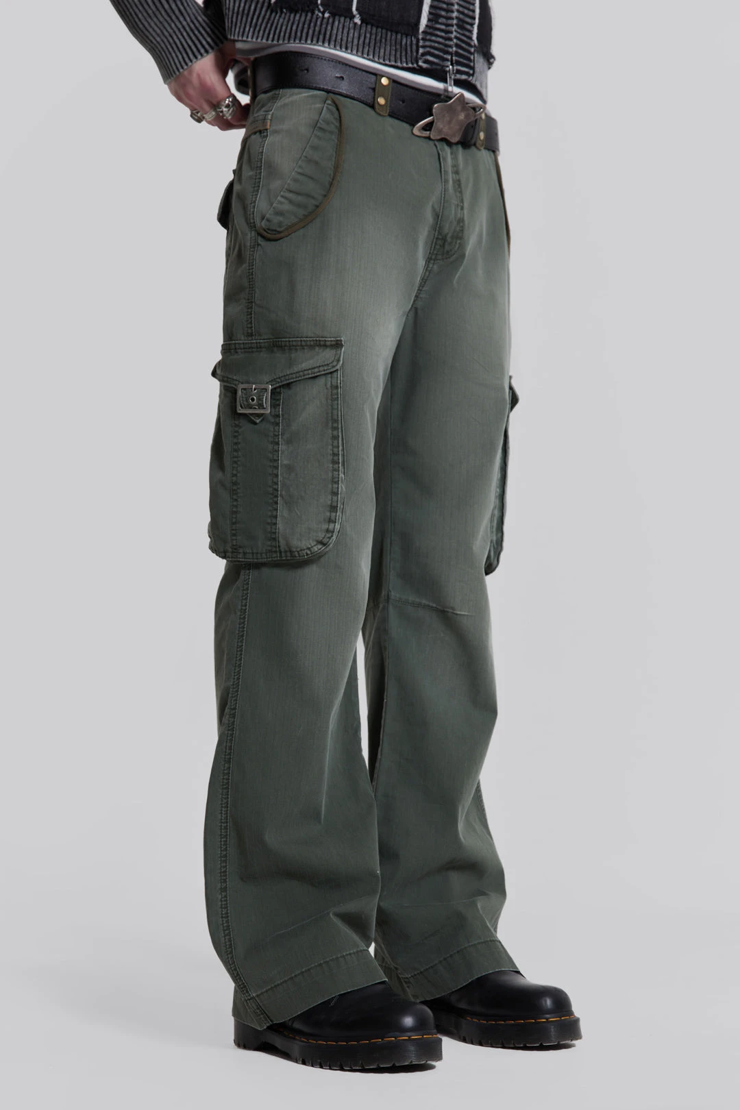 Khaki Straight Leg Cargo Trousers - Image 3