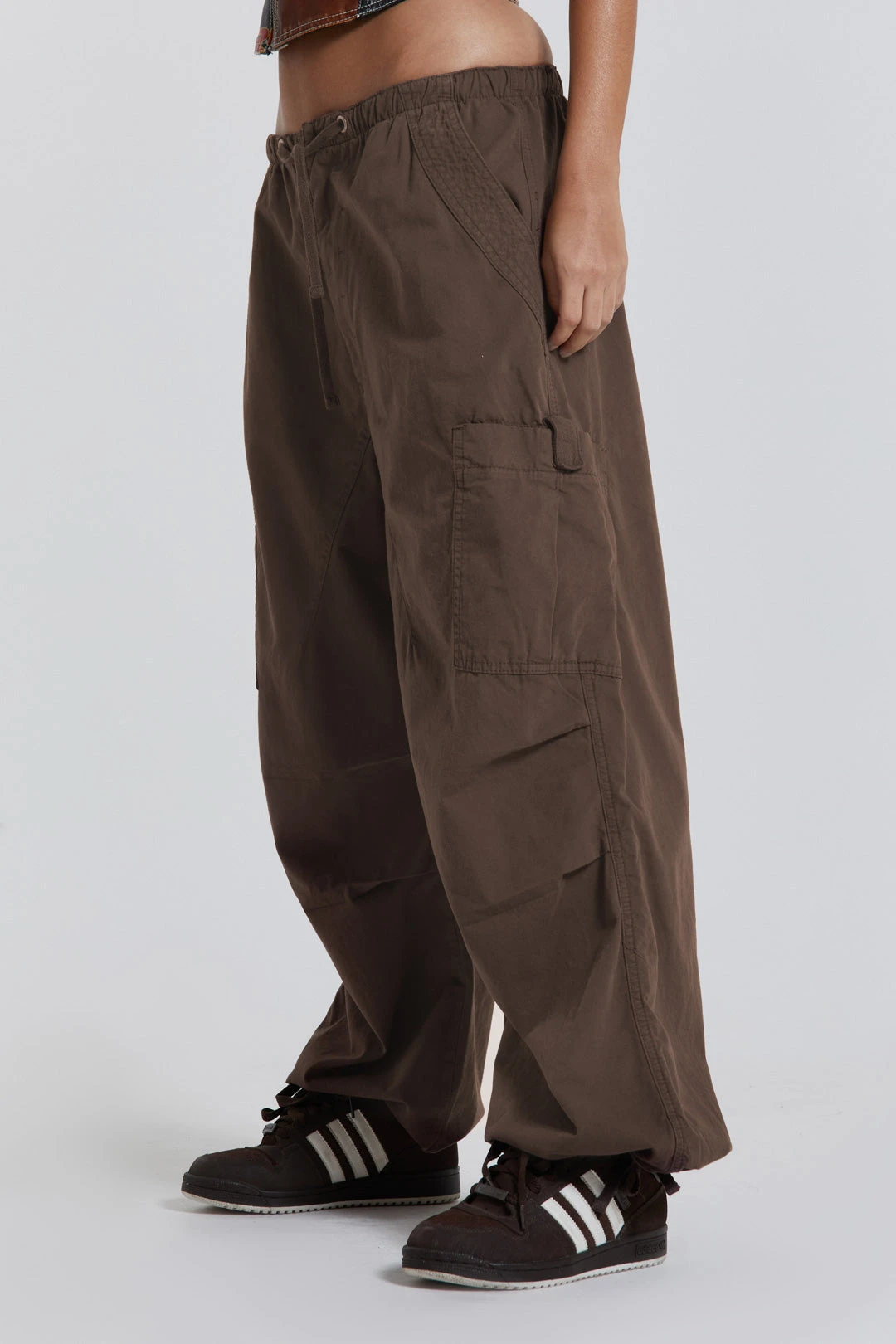Jaded London Brown Parachute Cargo Pants - Image 4
