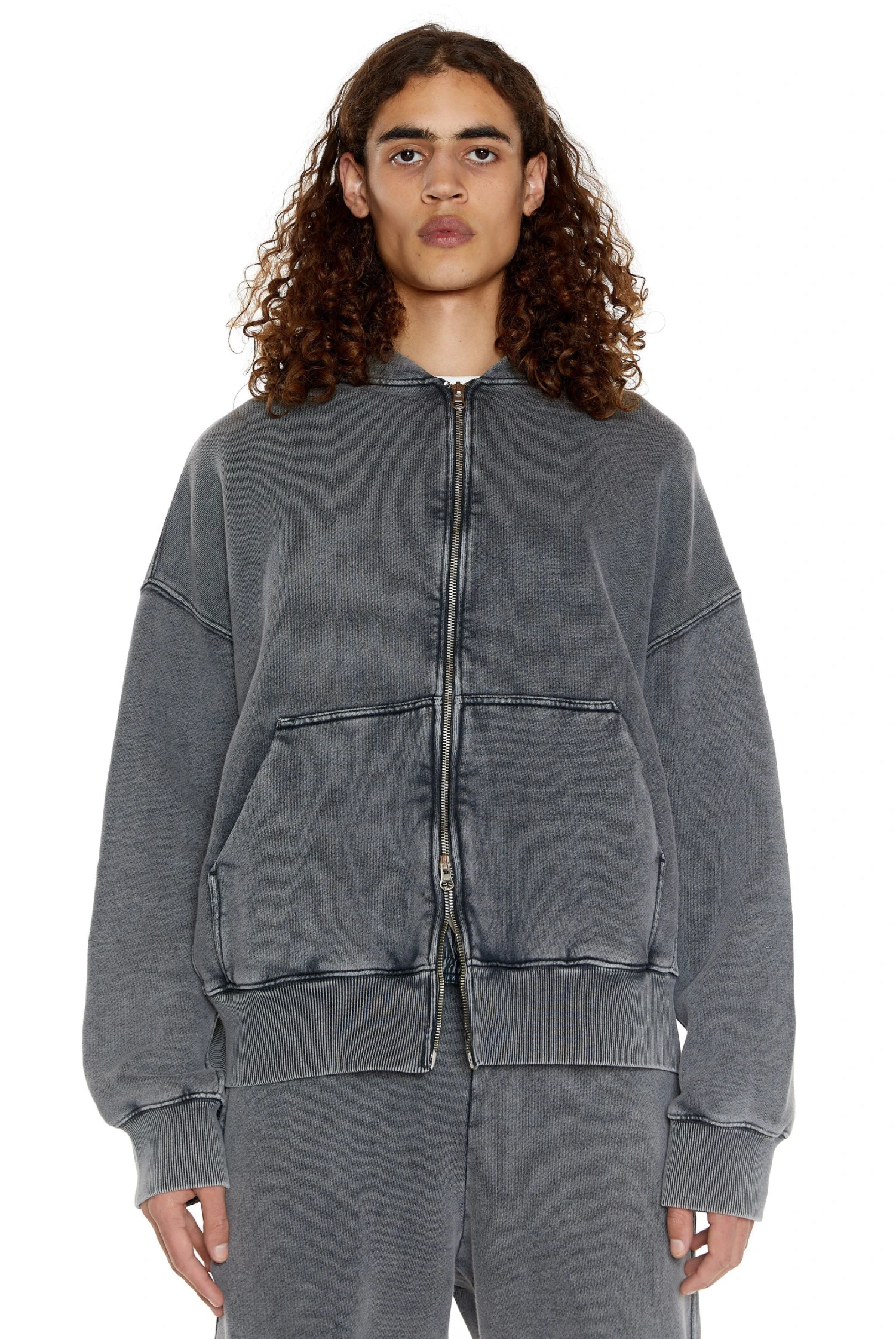 NTRLS Chrome Grey Oversized Zip Through Hoodie