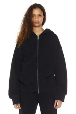 Jaded London NTRLS Dust Black Oversized Zip Through Hoodie